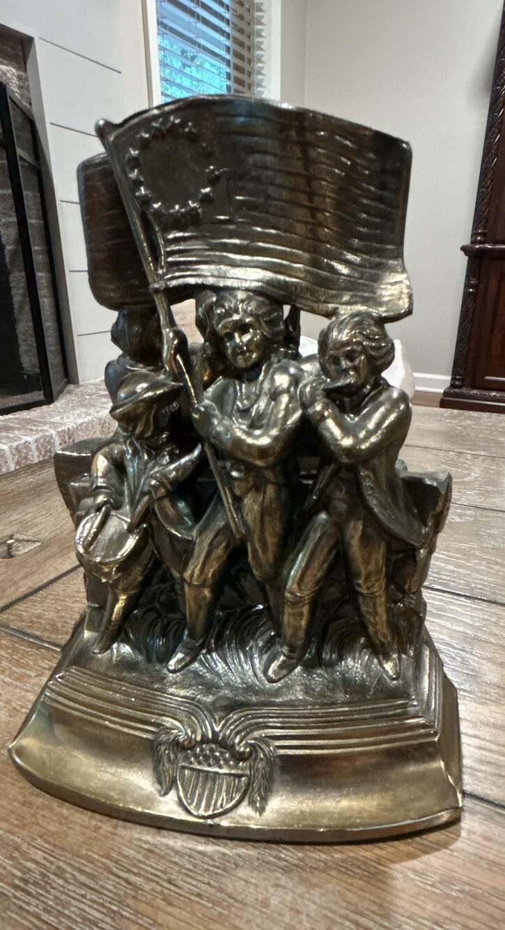 Vintage 1974 SCC Spirit of '76 American Revolution Brass-Plated Bookends
